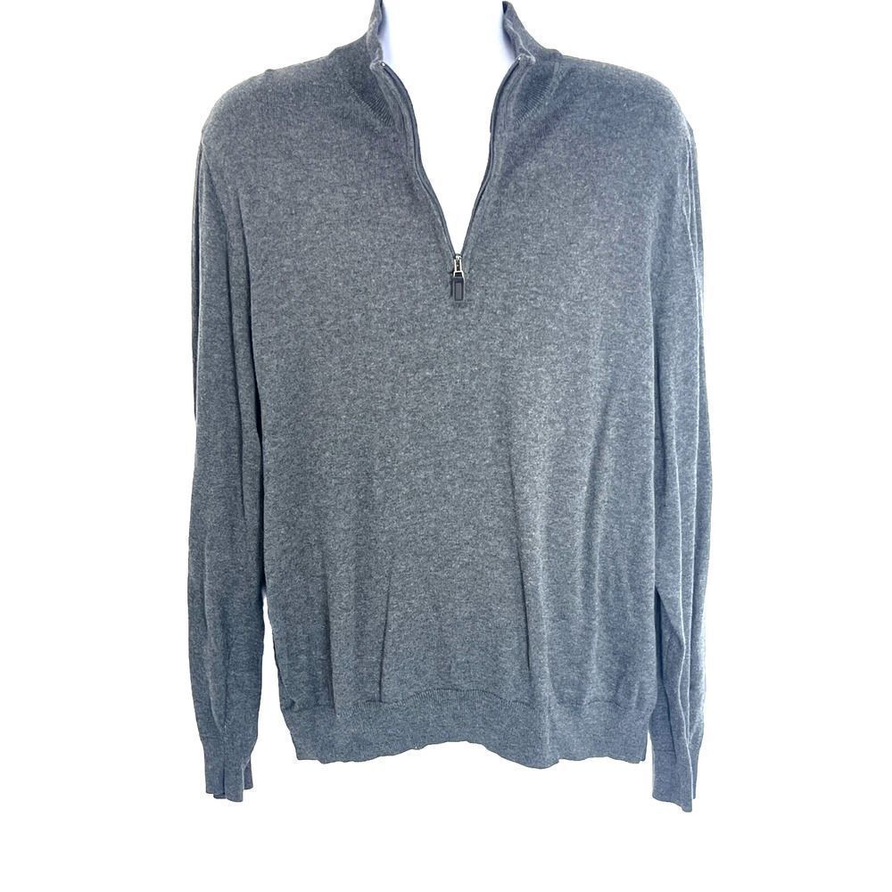 Jos. A. Bank Men’s Gray Sweater Size 2XL XXL 100% Pima Cotton 1/4 Zip Travlers‎